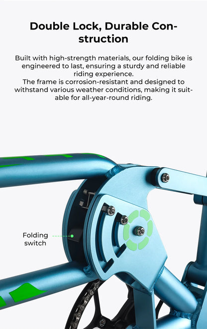 12Inch Folding Bicycle 7 Speed Disc Brake Ultralight Portable Adult Men's Bike to Work Foldable Bicycle with Shock Handlebar