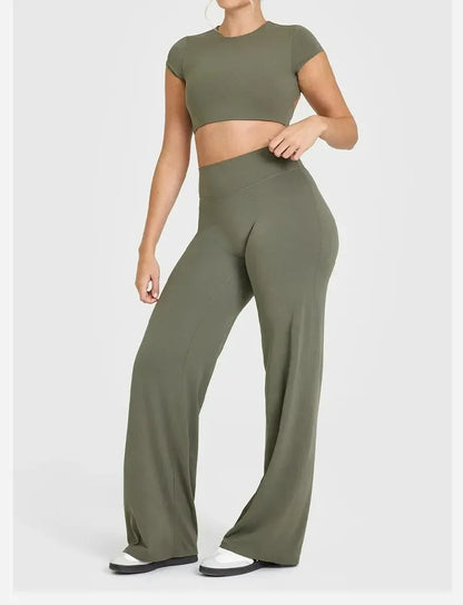 Straight Sports Leggings For Women's Fitness Sportswear Hips Without Embarrassment Yoga Pants Breathable Wide-leg Pants