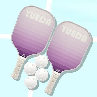 Gradient Color Pickleball Paddles Set USAPA Approved Fiberglass Fiber of 2 Lightweight Pickle Ball Rackets with 4 Balls 1 Bag