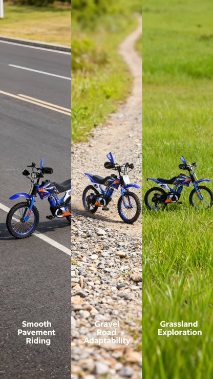 Blue Off-Road Motorcycle Bicycle Pedal Bike for Boys And Girls 12/16 Inch Children's Basic Model Foreign Trade