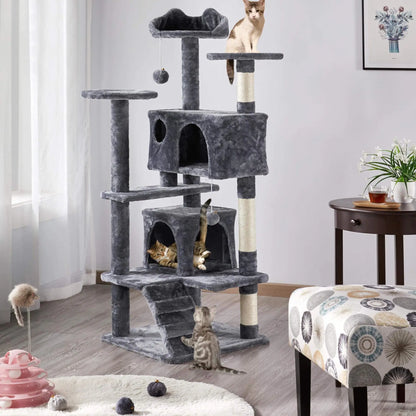 Cat Tree Cat Tower Condominium with Condominium and Hanging Ball and Scratching Post, Large Cat House for Kittens and Cats