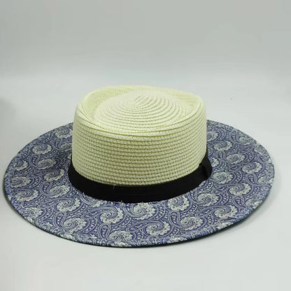 hats beach hat bohemian flat brim hat hand woven straw hat ladies summer vacation travel sun hat