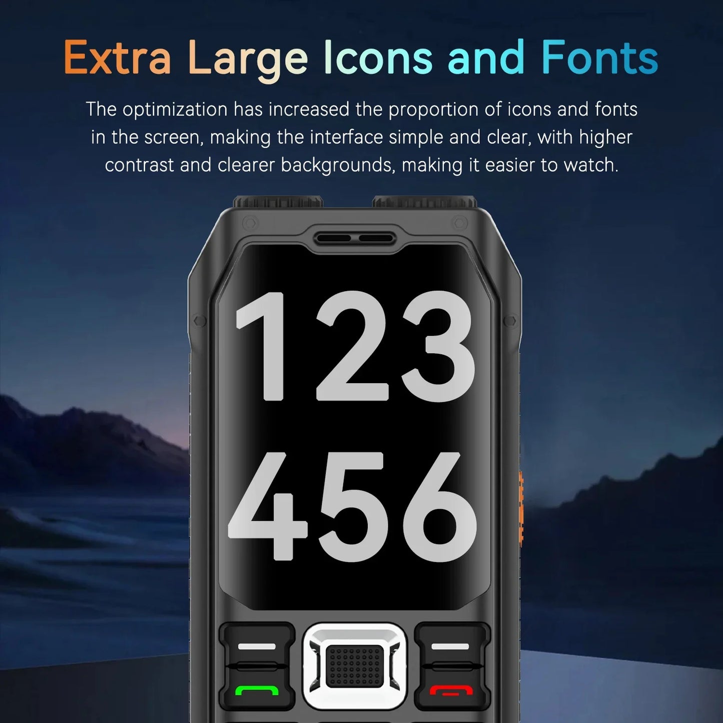 Rugged Outdoor Mobile Phone 4 Quad Sim Voice Changer Dual Torch Loudspeaker Large Button Powerbank Large Battery SOS Call Mobile