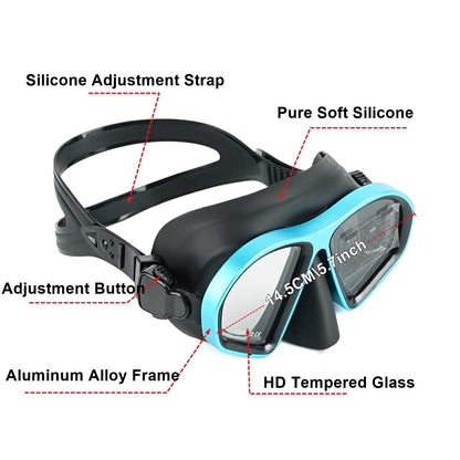 Aluma Pro Dive Mask with Anti-Fog Spray,Low Volume Tempered Glass Lens for Scuba, Snorkeling & Freediving, Adults  Gear