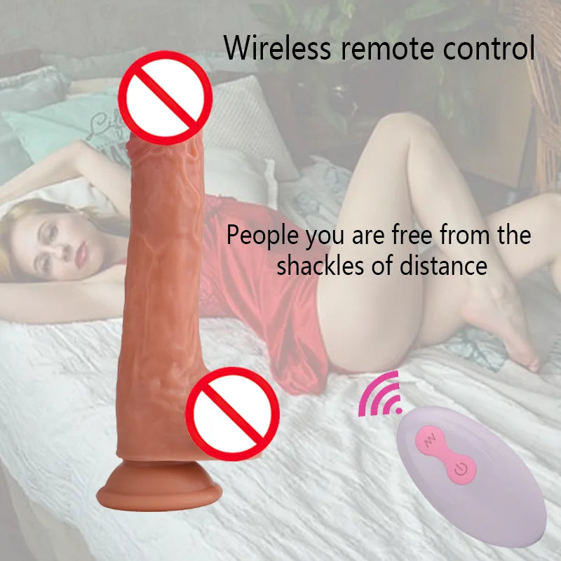 Dildo Heated Realistic Telescopic Swing Vibrator Vaginal Massage Masturbation Device Anal Stimulator Female Adult Sex Toy