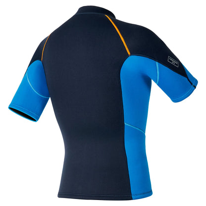 Men's Rash Guard Swimsuit Tops Short Sleeves Front Zip Wetsuit Top 1.5mm Neoprene Swim Tops Swimming Diving Surfing Snorkeling