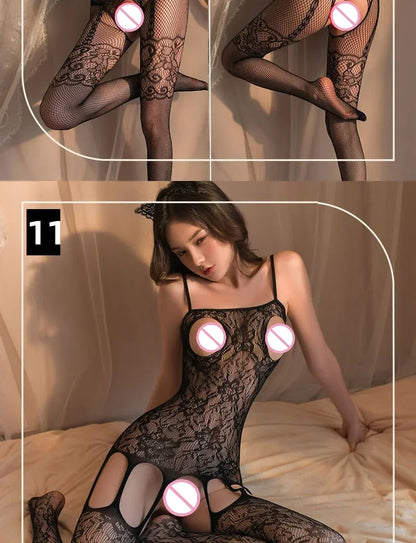 18 Style Sexy Bodystockings Bodysuit Sexy Women Erotic Babydoll Mesh Fishnet Full Body Stocking Stretch Open Crotch Tights