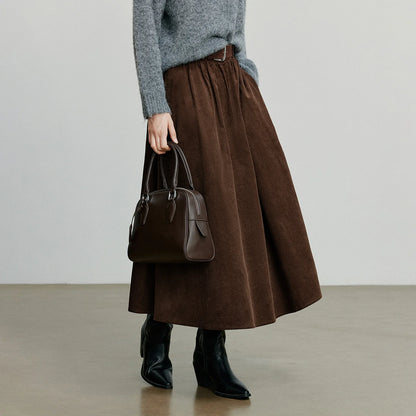 TOYOUTH Women Skirt 2025 Autumn New Corduroy Pure Cotton Ankle Length Umbrella Skirt