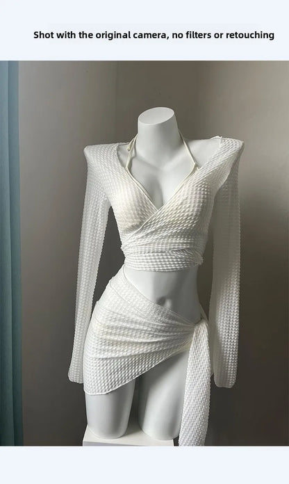 Women's Four-Piece Bikini - High-End Sexy Split Swimsuit-Premium Beach Vacation Hot Spring Swimwear for Pool Parties-Casual Use