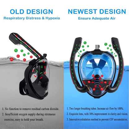Adult panoramic anti-fog diving mask dry top system snorkeling mask, full face snorkeling mask, adult snorkeling equipment, divi