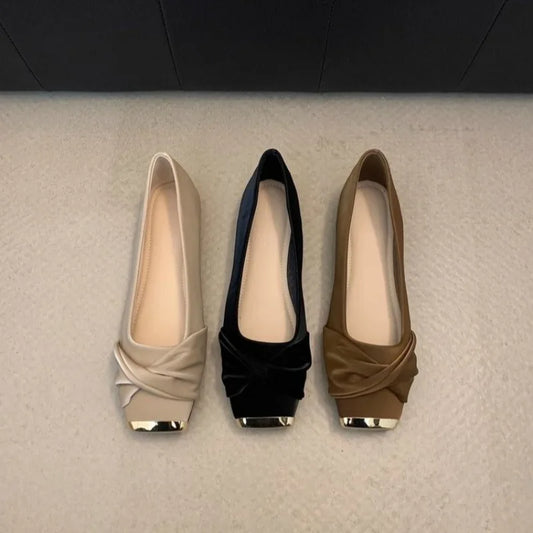 Shoes Woman 2025 Low Heels Female Footwear Autumn Square Toe Casual Sneaker New Summer Comfortable Dress Fall Lace-Up Flat Rome