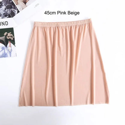 High Waist Solid Color Cotton Women Long Petticoat Ice Silk Underskirt Underskirt Half Slips Safety Underskirt Slips