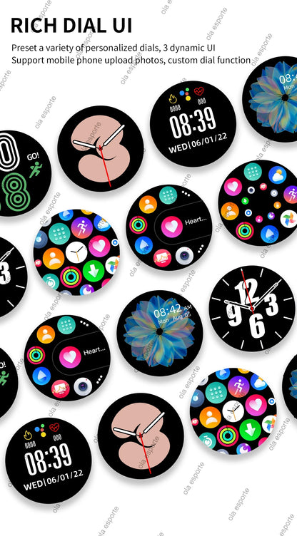 Women Bluetooth Call Smart Watch Heart Rate Blood Oxygen Monitor Smartwatches Waterproof Sports Men Smartwatch For Android IOS