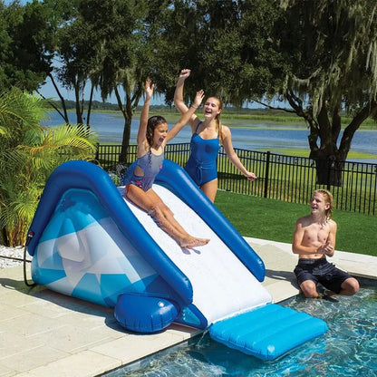 Large Inflatable Water Slide For Swimming Pool With Safety Handles And Water Spray Fun