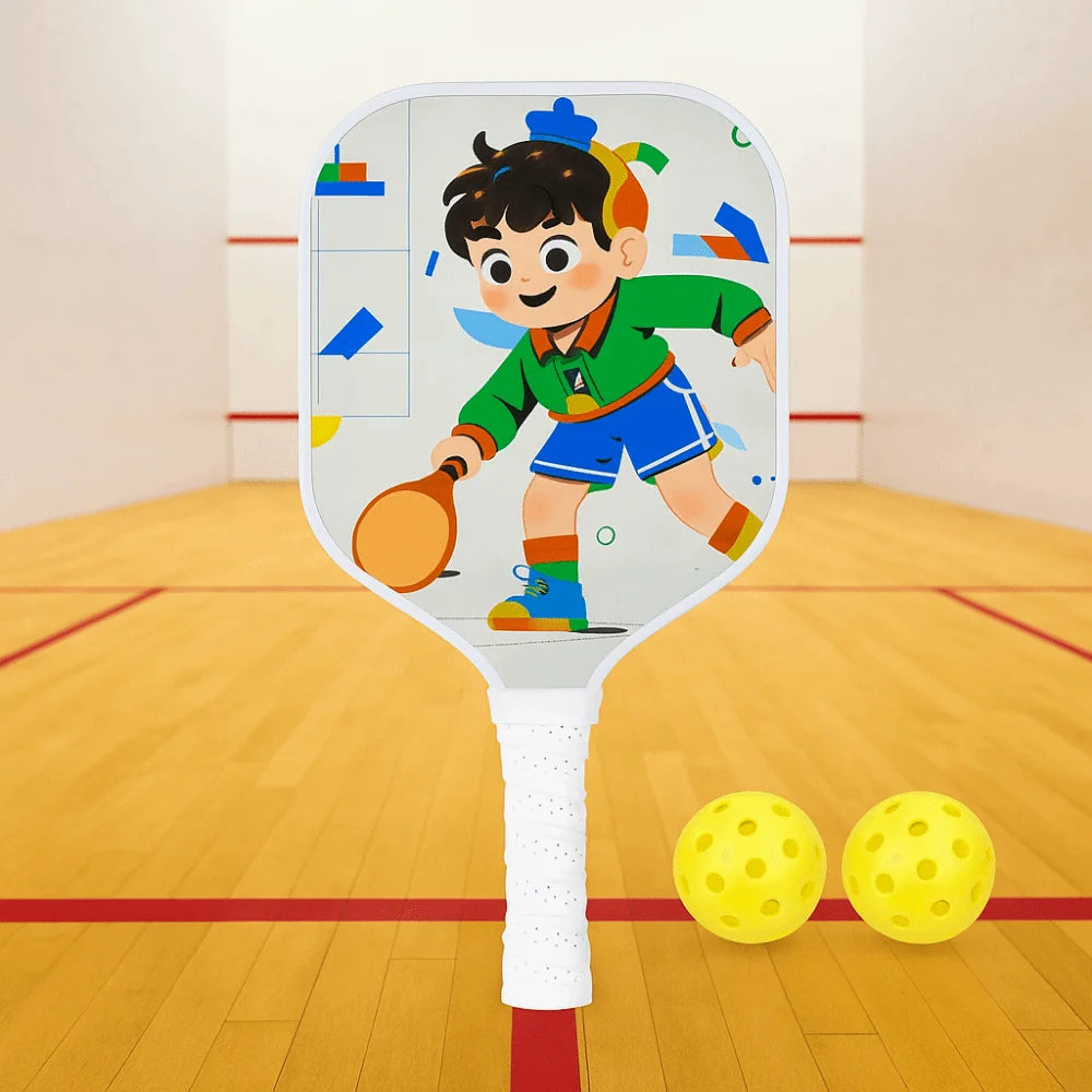 Cartoon Children's Pickleball Set Colorful Lightweight Children's Pickleball Rackets Ribbed Handle Durable Pickleball Paddle Set