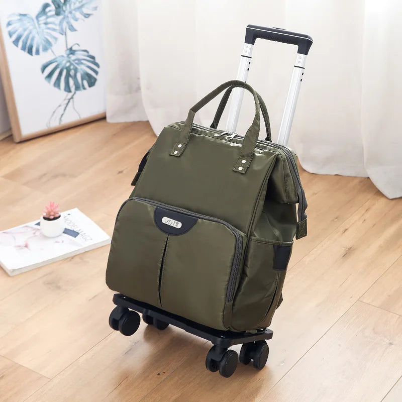 Wheeled bag for travel trolley bags Women travel backpack with wheels Oxford large capacity Travel Rolling Luggage Suitcase Bag