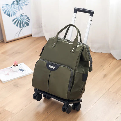 Wheeled bag for travel trolley bags Women travel backpack with wheels Oxford large capacity Travel Rolling Luggage Suitcase Bag