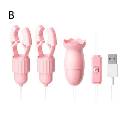 Adults 18+ Female Masturbator Sex Toys Nipple Clamps Vibrator Women Tongue Licking Strong Sucking Breast Massage Vibrating Toys