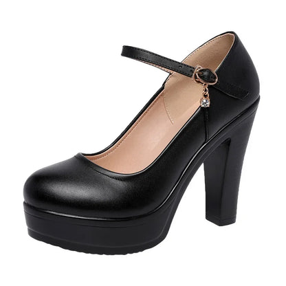 8 10 12cm Small Size 32-43 Shallow Thick Bottom Platform Pumps Women 2025 Block High Heels Shoes for Office Model Wedding Dress