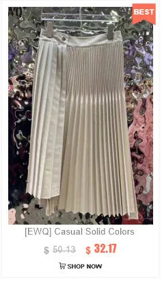 [EWQ]Japan Style Polka Dots Knitted High Waist Skirt Women's 2025 New Autumn Winter Oofice Lady Elastic A-line Pleated Midiskirt