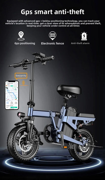 14-inch foldable E-Bike aluminum alloy explosion-proof tire electric bicycle for adults with multiple shock absorption bicycles