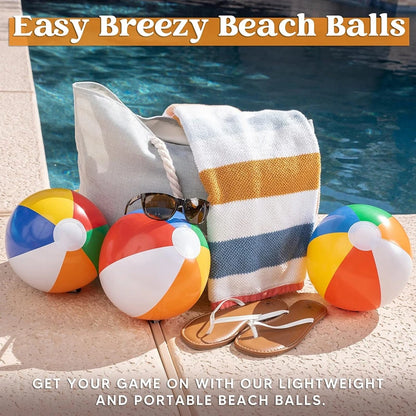 12"/16" Inflatable Large Beach Balls for Kids Adults Durable Pool Toys for Summer Water Games Rainbow Beachball Party Favors