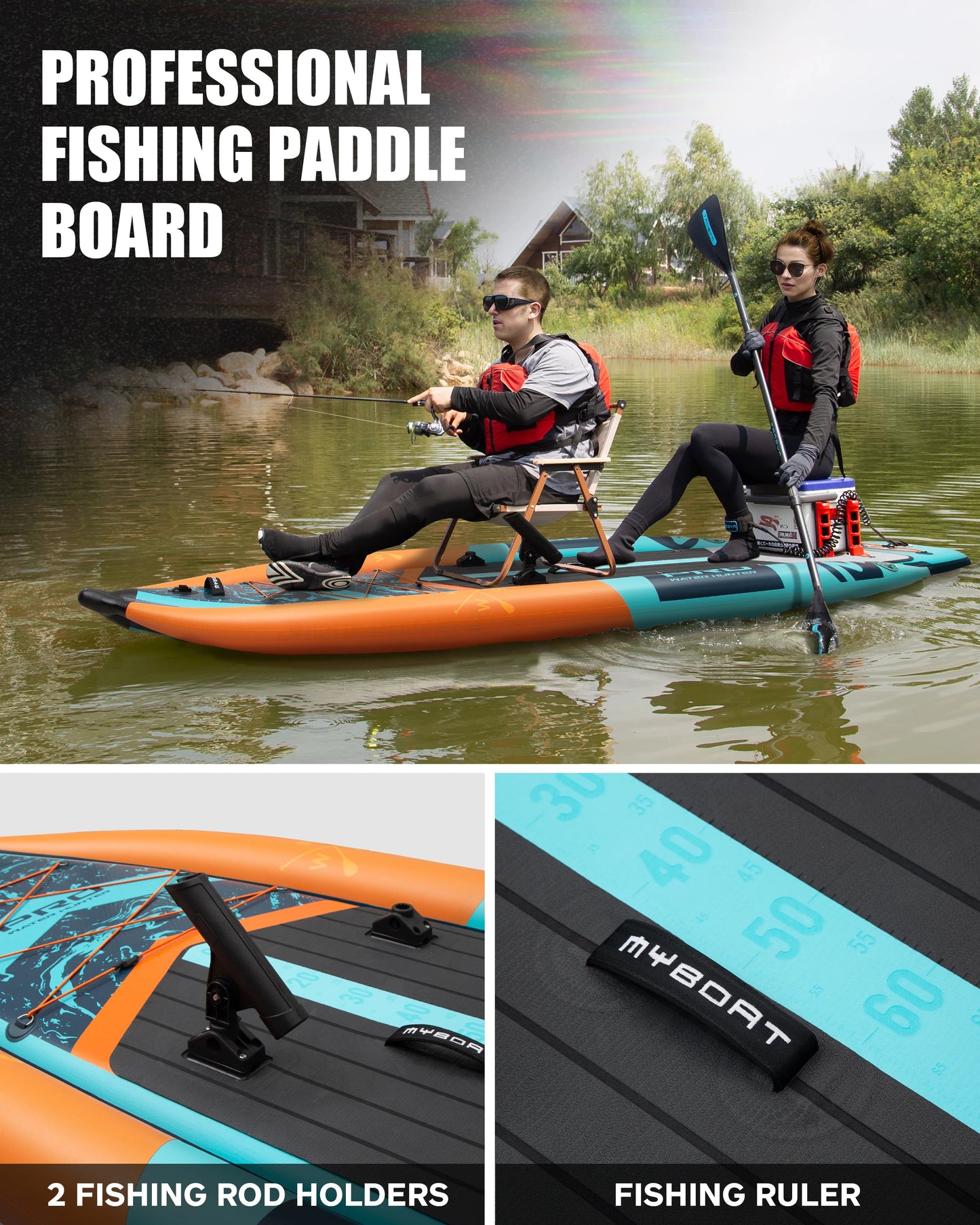 Myboat Pontoon Fishing Boat SUB  Waterproof Inflatable Paddle Board 335x120x15cm Aquatic Fishing With Accessories SUP