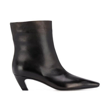 Embroidered Square Toe Cat Heel Western Cowboy Boots Woman Winter 2025 Slip-On Shaped Heel Slim Boots Fashion Shoes for Women
