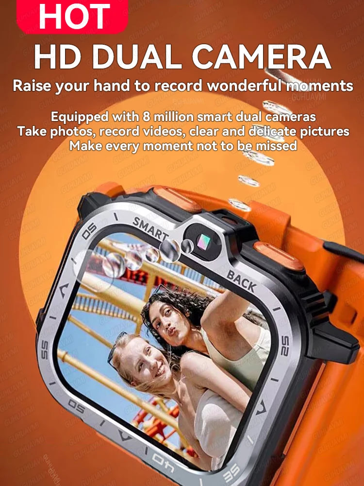 PGD SmartWatch 4G LTE GPS Wifi SIM Card NFC Dual Camera Rugged 64G ROM Storage Heart Rate Sports Smart Watch Men