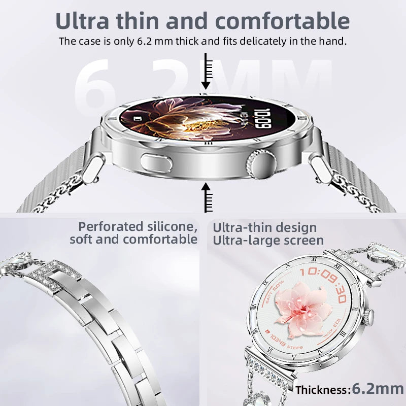 Women's Smart Watch 2026 New Fashion AMOLED Screen Bluetooth Call Custom Dials Female Health Monitoring Ladies Sports Smartwatch