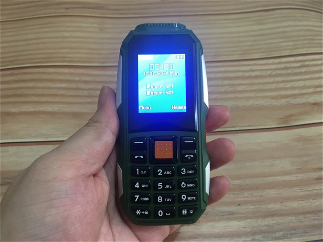 Mini Rugged Mobile Phone, 1.8", Push Button,Dual Sim, BT,Dual Flashlight, MP3,Wireless FM,BigHorn Dustproof Shockproof CellPhone