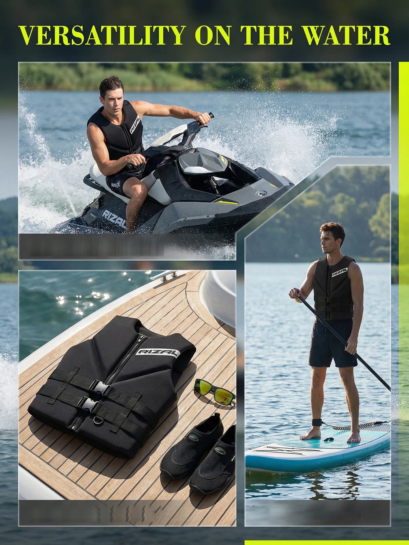 Life Vest Adults Surf Vest Kayak Wakeboard Motorboats Raft Rescue Boat Ski Water Sports Swimming Drifting Rescue Life Jacket