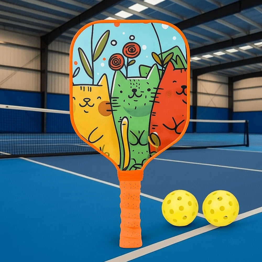 Cartoon Children's Pickleball Set Colorful Lightweight Children's Pickleball Rackets Ribbed Handle Durable Pickleball Paddle Set