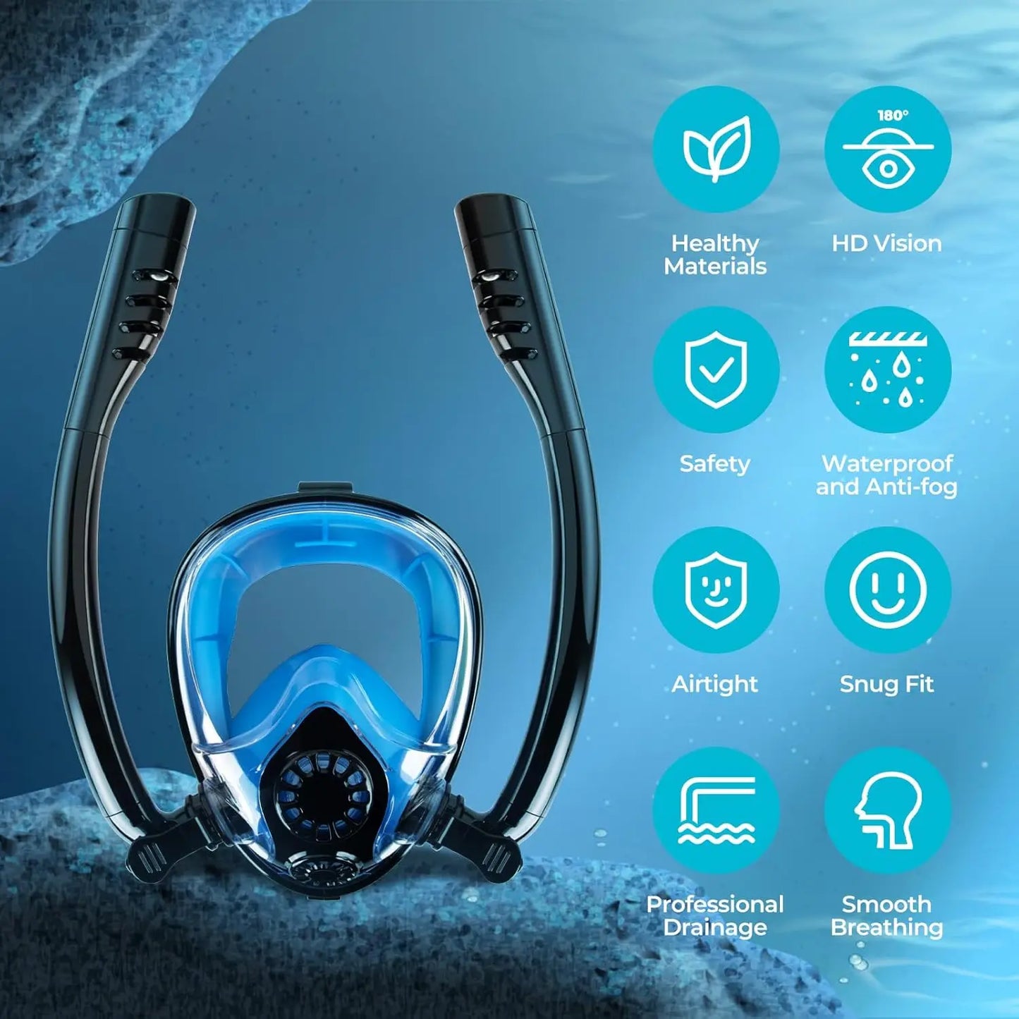 0.5L Mini Scuba Tank Full-Face Snorkel Mask Combo High Aluminium 5-8 Min Diving Underwater Breathing Oxygen Air Supply