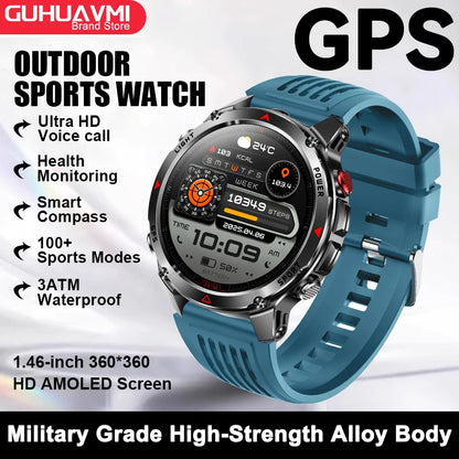 2026 New Outdoor Sport GPS Position Smart Watch Men 3ATM Waterproof Compass Altimeter 540mAh BT Call Fitness Watch