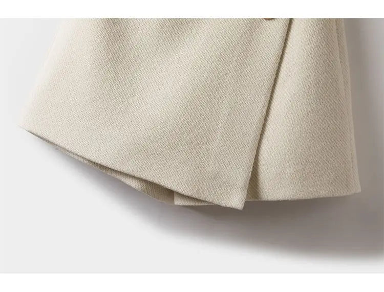 Tweed Wide Leg Shorts Skirts Women Chic Empire All-match Button Minority Elegant A-line Autumn Winter Thick Popular Daily Female