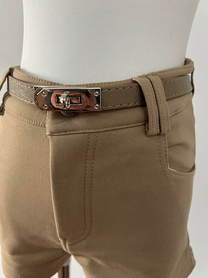 Khaki Casual Pants for Women Autumn and Winter Outerwear Booty Shorts Hips Elastic Tight Design High Waist Slimming Shorts Women