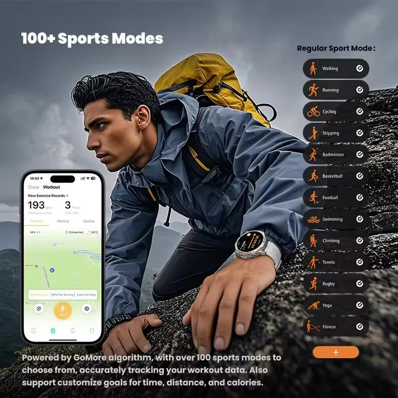 2025 New Outdoor Military Smart Watch Men 1.73" AMOLED IP69K 5ATM Waterproof 1000mAh Super Large Battery BT Call Smart  Watches