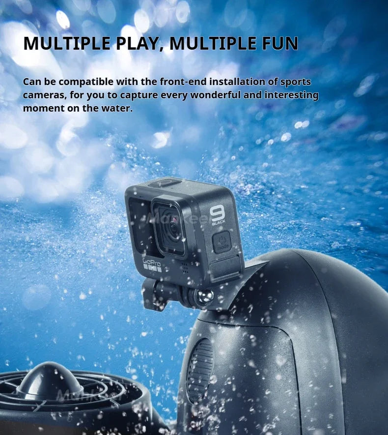 50m Depth Underwater Thruster 1.8m/s, 480W Brushless Diving Propeller with LED Display, 60min Silent eSurfboard for Adults