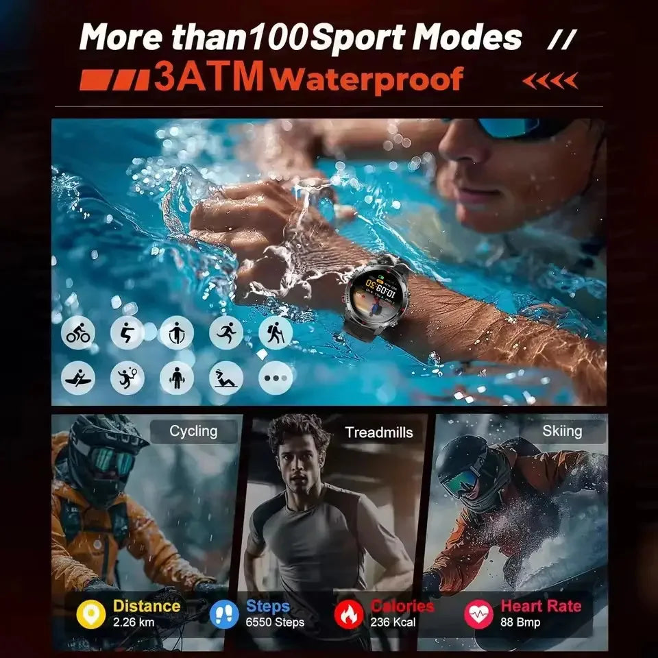 2026 New Outdoor Sport GPS Position Smart Watch Men 3ATM Waterproof Compass Altimeter 540mAh BT Call Fitness Watch