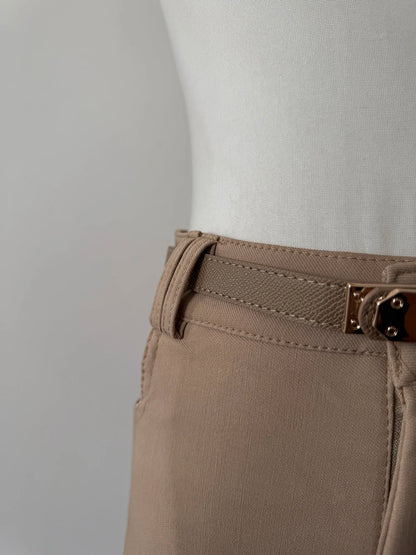 Khaki Casual Pants for Women Autumn and Winter Outerwear Booty Shorts Hips Elastic Tight Design High Waist Slimming Shorts Women