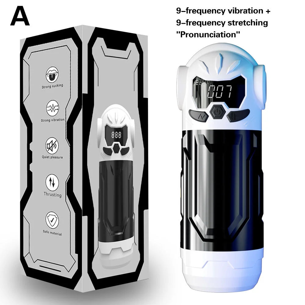 Masturbator Adult Sex Toys for Men 3 in 1 Automatic Thrusting Sucking Vibration Mode Blowjob Simulated Vagina Male Sex Supplies