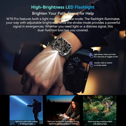 Blackview W70 Pro Outdoor Sport Smart Watch, IP68 Waterproof Smartwatch 2.01-inch TFT Screen, 900mAh Battery, Bluetooth Talking