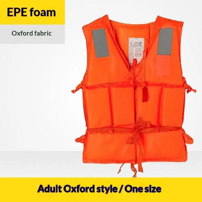 1Pcs Zipper Safety Life Jacket For Adult Flood Rescue Vest Emergency Flotation Device With Pockets Water Survival Safety Gear