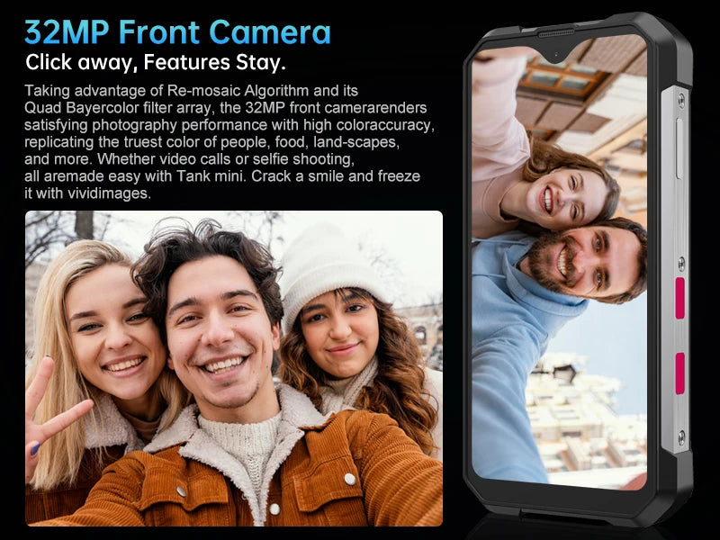 Unihertz 8849 Tank Mini Rugged Smartphone 4.3 Inch Small Cell Phone 24GB+256GB Android 13 5800mAh 100MP Cameras IP68/IP69K Phone