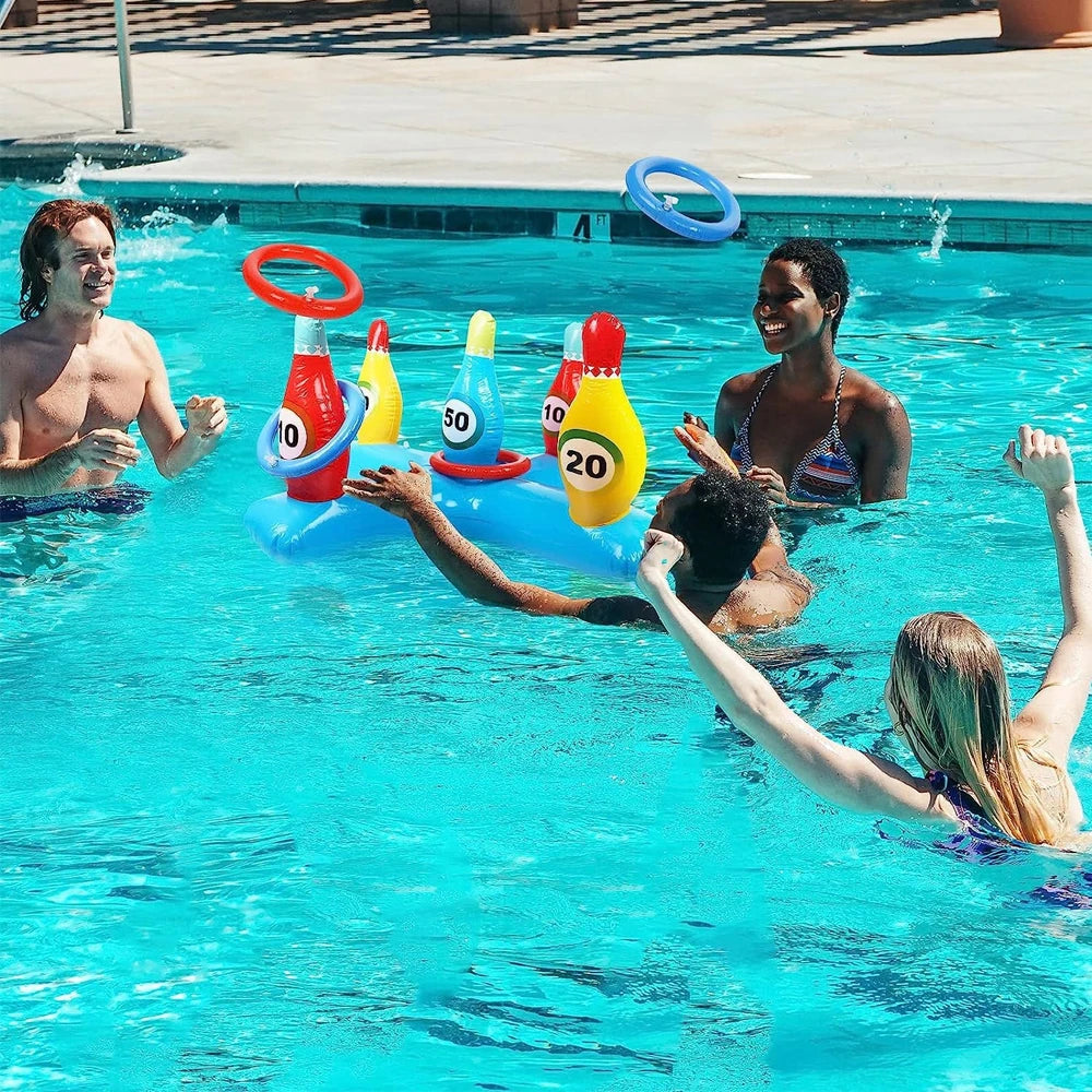1 pcs of inflatable water bowling games with air pumps, swimming pools, and inflatable underwater sports suitable for swimming p