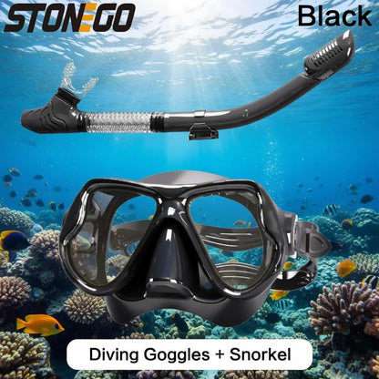 Snorkeling Gear Diving Mask Snorkel Set Full Face Silicone Large Frame Dry Snorkel for Water Sports