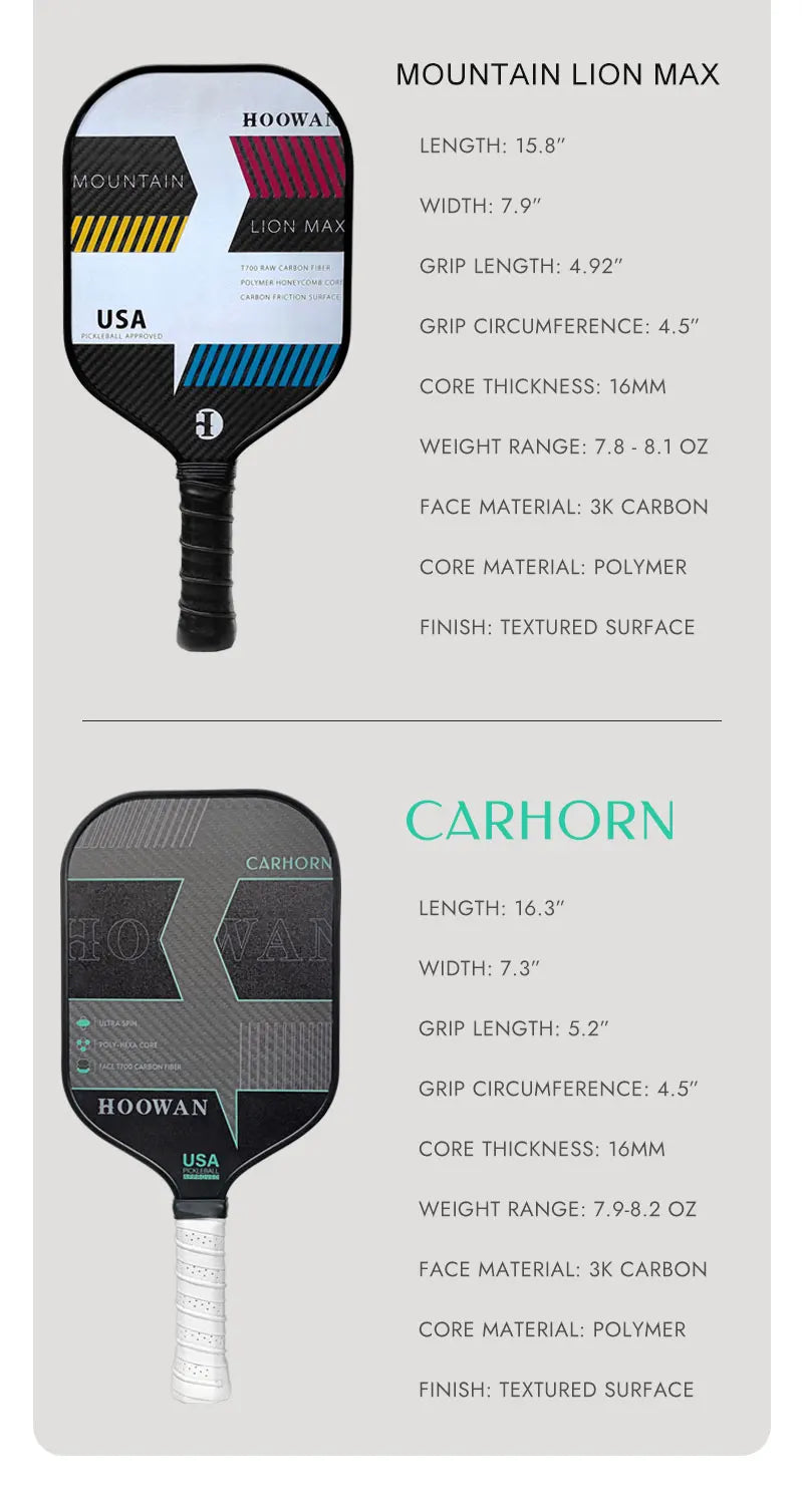 HOOWAN Pickleball Paddle Set of 2 Pickleball Rackets, 4 Outdoor Balls, Carrying Bag, Lightweight and Durable Pickle Ball Paddle