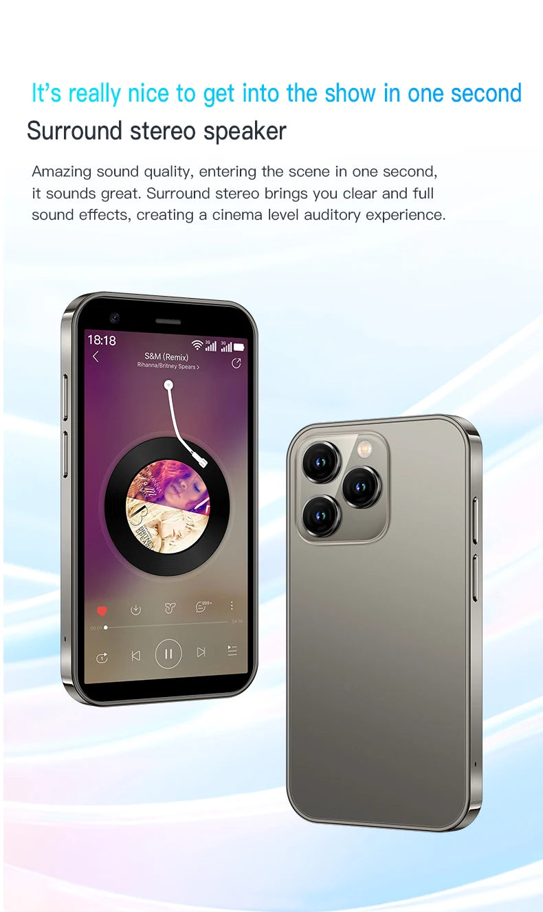 SERVO Mini Smartphone 3.0" Display 2GB+16GB 3G WCDMA Facial Recognition WiFi GPS Play Store Android Smart Phone Dual SIM Standby