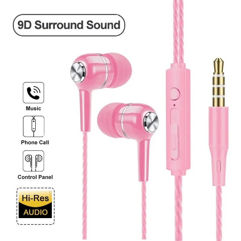 Universal 3.5mm Wired Earphones In Ear Headset HIFI Heavy Bass Earbuds Sports Headset 3D Stereo Music Headphone With Microphone